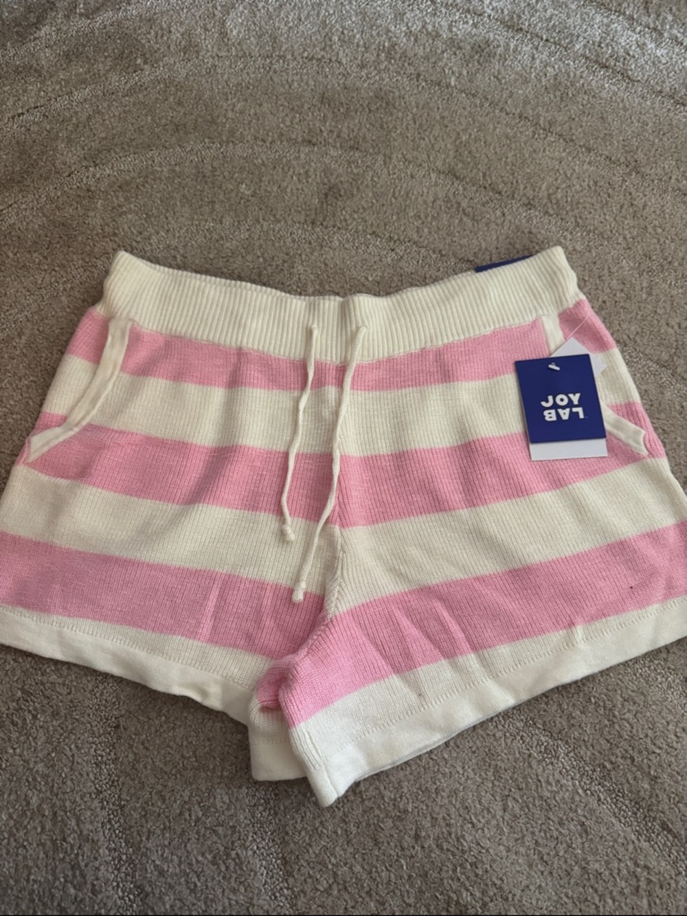 JoyLab Pink & Cream Striped Knit Pull-On Shorts